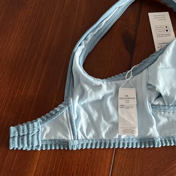 Cupshe Blue Textured Bikini Top Woman Size 0X NWT - Picture 7 of 8
